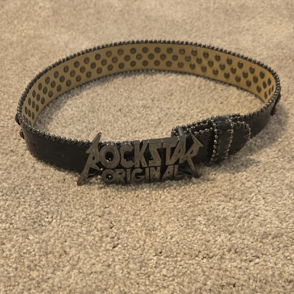 Childs Rockstar Original Black Belt With Red Stones